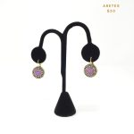 Aretes Redondos con Cristales y Corazón