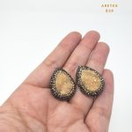 Aretes Topos Forma de Gota con Cuarzo Amarillo