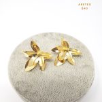 Aretes Topos Forma de Orquídea Dorado Bañado en Oro