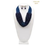 Collar de Tiras de Chaquiras Azules