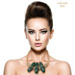 Collar Cuellera de Cordón Dorado y Piedras Verdes
