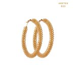 Aretes Argollas Tejidas Dorado