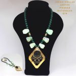 Juego de Collar y Aretes Largos con Piedras Naturales
