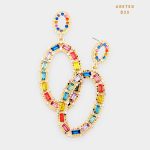 Aretes Ovalados con Cristales Multicolor