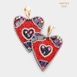 Aretes Statement Corazón Rojo Beads y Cristales