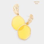 Aretes Dorados con Resina Amarilla