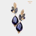 Aretes con Cristales Forma de Gota Detalles de Hojitas Evento Fiesta