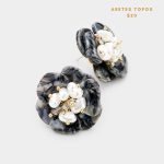Aretes Topos Grandes Acrílico Gris y Perlitas