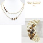 Doble Función Pulsera o Collar de Perlas y Cristales