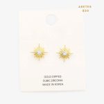 Aretes Topos Topitos Estrella Dorada Zircon
