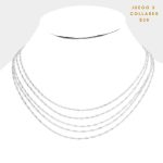 Collar Corto Multilayer Plateado