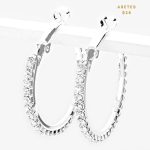 Aretes Argollas Hoops Plateado con Zircones