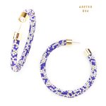 Aretes Argollas Hoops Statement Cristales Azul y Blanco