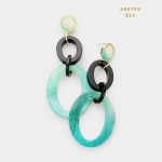 Aretes Largo Links Acrílico Verde Negro