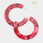 Aretes Argollas Flat Acrílico Rojo Negro