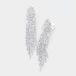 Aretes Cristales en Cascada Clip On Broche Presión