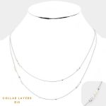 Collar Plateado de 2 Layer con Perlitas