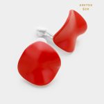 Aretes Topos Rojos Clip On Broche Presión