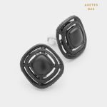 Aretes Topos Negros Cuadrados Clip On Broche Presión