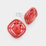 Aretes Topos Cuadrados Rojos Clip On Broche Presión
