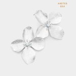 Aretes Topos Flor Plateada