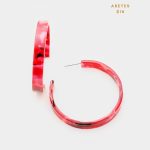 Aretes Argollas Acrílico Rojo