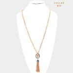Collar Largo con Tassel y Cristales Marrón