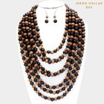 Collar Multi Layer de Madera Chocolate y Negro