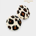 Aretes Topos Redondos Tela Animal Print Leopardo