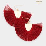 Aretes Tassel Rojo Dorado Forma de Abanico