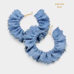 Aretes Argollas de Tela Jeans Azul