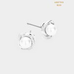 Aretes Topitos Plateados con Perla