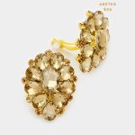 Aretes Topos Forma de Flor con Cristales Ambar