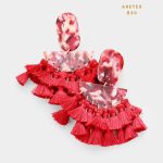 Aretes Statement Tassel y Acrílico Rojo