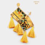 Aretes Statement Madera y Tassel Amarillo
