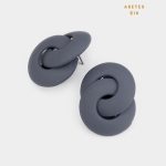 Aretes Topos Trenzado Gris Oscuro