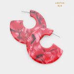 Aretes Argolla Abierta Acrílico Rojo