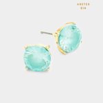Aretes Topos Dorado con Cristal Turquesa
