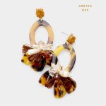 Aretes Ovalados Carei Drusa con Dijes Cristales Beads Tassel