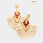Aretes con Beads y Tassel Crema