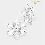Aretes Topos Grandes Forma de Flor Clear Clip On Presión