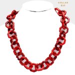 Collar de Acrílico en Cadena de Octágonos Rojo