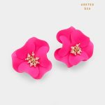 Aretes Topos Flor Fucsia Grande