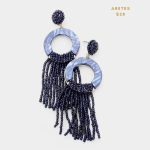 Aretes Largos con Beads y Acrílico Azul