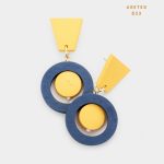 Aretes de Madera Forma Geométrica Amarilla y Azul