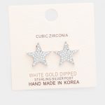 Aretes Topitos Estrella de Plata Baño en Oro con Zircon