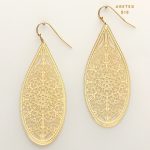 Aretes Filigrana Dorado Gota Alargada