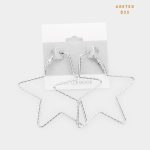 Aretes Argollas Hoops Forma de Estrellla en Plateado
