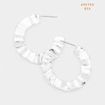 Aretes Argollas Hoops Plateadas Ondeadas