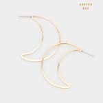Aretes Argollas Hoops Dorada Forma de Media Luna